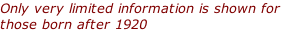 Only very limited information is shown for   those born after 1920